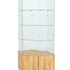 Витрина стеклянная ИСТРА угловая №118 шестигранная (без дверки, задние стенки - стекло), Дуб Золотистый