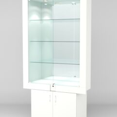 Витрина ЭЛЕКТРА №2-1 (задняя стенка - зеркало), Белый