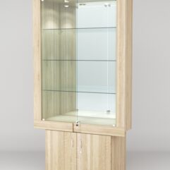 Витрина ЭЛЕКТРА №2-1 (задняя стенка - зеркало), Дуб Сонома