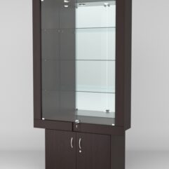 Витрина ЭЛЕКТРА №2-1 (задняя стенка - зеркало), Дуб Венге