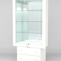 Витрина ЭЛЕКТРА №2-2 (задняя стенка - зеркало), Белый