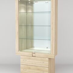 Витрина ЭЛЕКТРА №2-2 (задняя стенка - зеркало), Дуб Сонома
