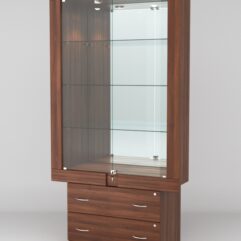 Витрина ЭЛЕКТРА №2-2 (задняя стенка - зеркало), Орех