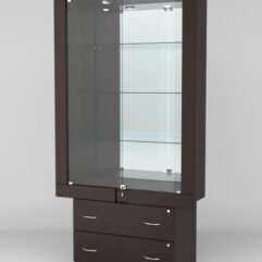 Витрина ЭЛЕКТРА №2-2 (задняя стенка - зеркало), Дуб Венге
