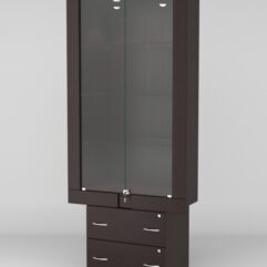 Витрина ЭЛЕКТРА №3-2 (задняя стенка - ДСП), Дуб Венге