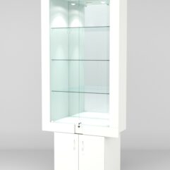 Витрина ЭЛЕКТРА №4-1 (задняя стенка - зеркало), Белый