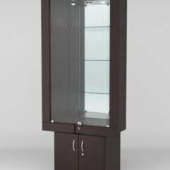 Витрина ЭЛЕКТРА №4-1 (задняя стенка - зеркало), Дуб Венге