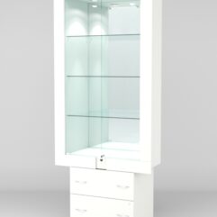 Витрина ЭЛЕКТРА №4-2 (задняя стенка - зеркало), Белый