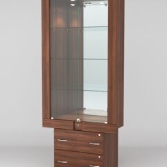Витрина ЭЛЕКТРА №4-2 (задняя стенка - зеркало), Орех