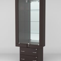 Витрина ЭЛЕКТРА №4-2 (задняя стенка - зеркало), Дуб Венге
