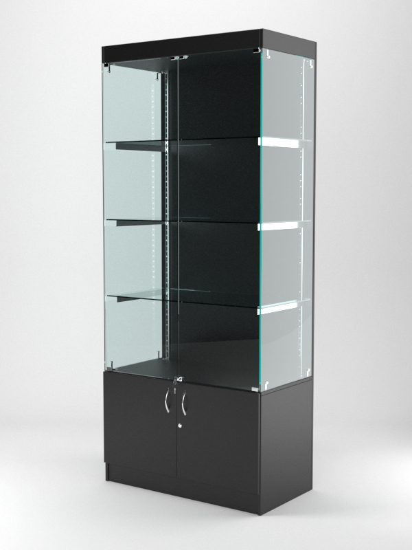 Витрина АСТЕРИЯ №1 (с дверками, задняя стенка - ДСП), Черный