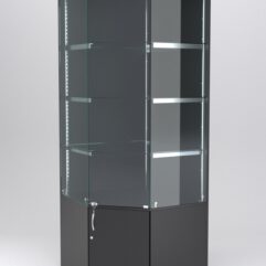 Витрина АСТЕРИЯ угловая №1 (с дверкой, задняя стенка - ДСП), Черный