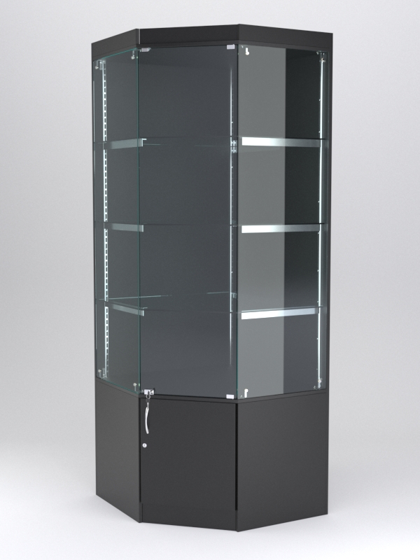 Витрина АСТЕРИЯ угловая №1 (с дверкой, задняя стенка - ДСП), Черный