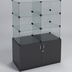 Прилавок КУБ №1 (без стеклянных дверок, передняя стенка - стекло), Черный