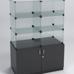 Прилавок КУБ №1-КО (без стеклянных дверок, передняя стенка - стекло), Черный