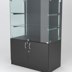 Витрина АСТЕРИЯ низкая №1 (с дверками, задняя стенка - ДСП), Черный