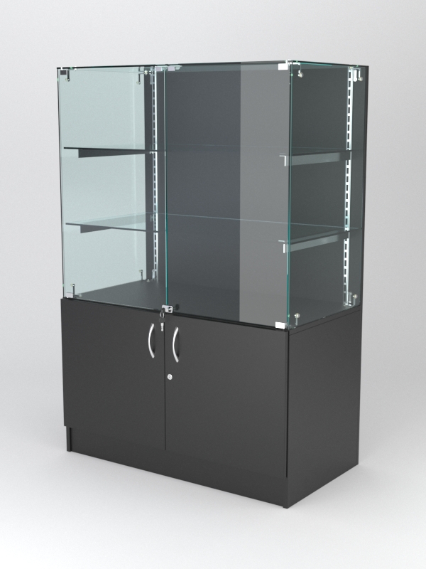 Витрина АСТЕРИЯ низкая №1 (с дверками, задняя стенка - ДСП), Черный