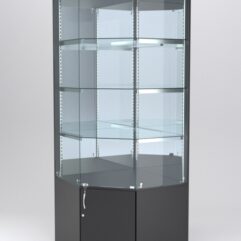 Витрина АСТЕРИЯ угловая №2 (с дверкой, задняя стенка - зеркало), Черный