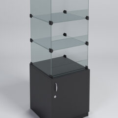 Прилавок КУБ №2-КО (без стеклянных дверок, передняя стенка - стекло), Черный