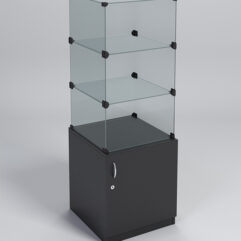 Прилавок КУБ №2 (без стеклянных дверок, передняя стенка - стекло), Черный