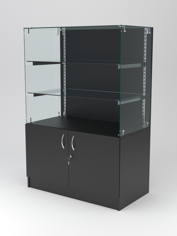 Витрина АСТЕРИЯ низкая №2 (без дверок, задняя стенка - ДСП), Черный