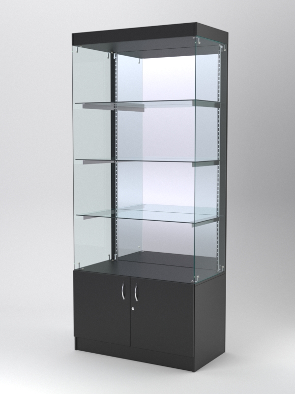 Витрина АСТЕРИЯ №103 (без дверок, задняя стенка - зеркало), Черный