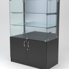Витрина АСТЕРИЯ низкая №3 (с дверками, задняя стенка - зеркало), Черный