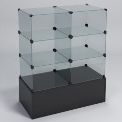 Прилавок КУБ №3 (без стеклянных дверок, передняя стенка - стекло), Черный