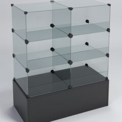 Прилавок КУБ №3-КО (без стеклянных дверок, передняя стенка - стекло), Черный