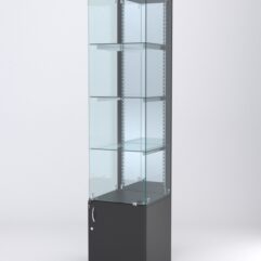 Витрина АСТЕРИЯ №4 (с дверкой, задняя стенка - зеркало), Черный