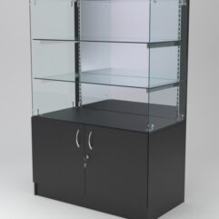 Витрина АСТЕРИЯ низкая №4 (без дверок, задняя стенка - зеркало), Черный