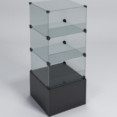 Прилавок КУБ №4-КО (без стеклянных дверок, передняя стенка - стекло), Черный