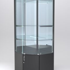 Витрина АСТЕРИЯ угловая №4 (с дверкой, задняя стенка - зеркало), Черный