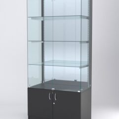 Витрина АСТЕРИЯ №7 (с дверками, задняя стенка - зеркало), Черный