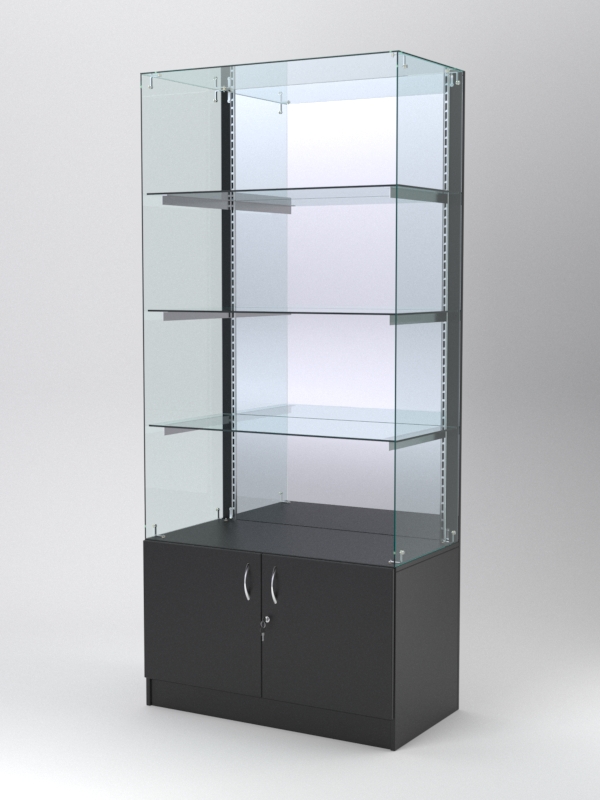 Витрина АСТЕРИЯ №107 (без дверок, задняя стенка - зеркало), Черный