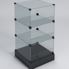 Прилавок КУБ №6-КО (без стеклянных дверок, передняя стенка - стекло), Черный