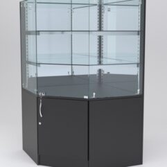Витрина АСТЕРИЯ угловая №6 (с дверкой, задняя стенка - зеркало), Черный