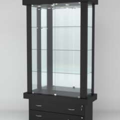 Витрина ЭЛИТА №3-2 (задняя стенка - зеркало), Черный