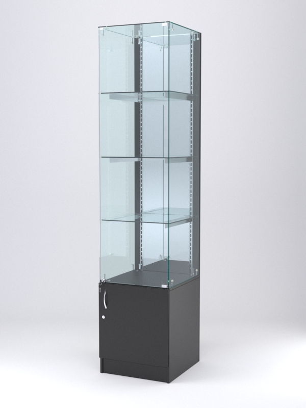 Витрина АСТЕРИЯ №8 (с дверкой, задняя стенка - зеркало), Черный