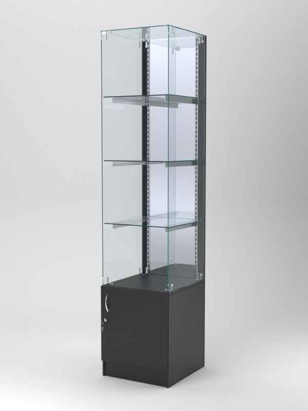 Витрина АСТЕРИЯ №108 (без дверки, задняя стенка - зеркало), Черный