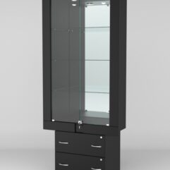 Витрина ЭЛЕКТРА №4-2 (задняя стенка - зеркало), Черный