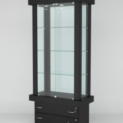 Витрина ЭЛИТА №5-2 (задняя стенка - стекло), Черный