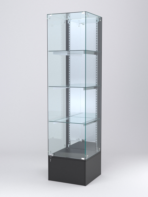 Витрина АСТЕРИЯ №12 (с дверкой, задняя стенка - зеркало), Черный