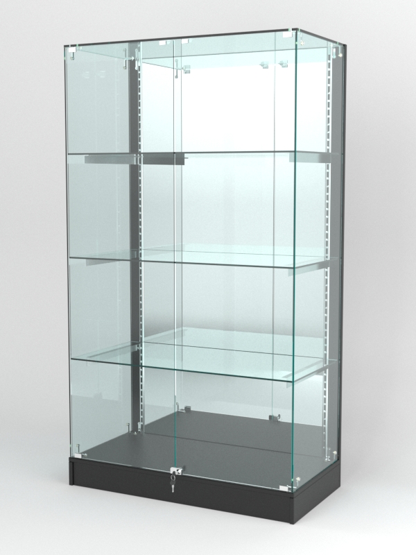 Витрина АСТЕРИЯ ХИТ ПРОДАЖ №7 (с дверками, задняя стенка - зеркало), Черный