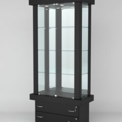 Витрина ЭЛИТА №6-2 (задняя стенка - зеркало), Черный