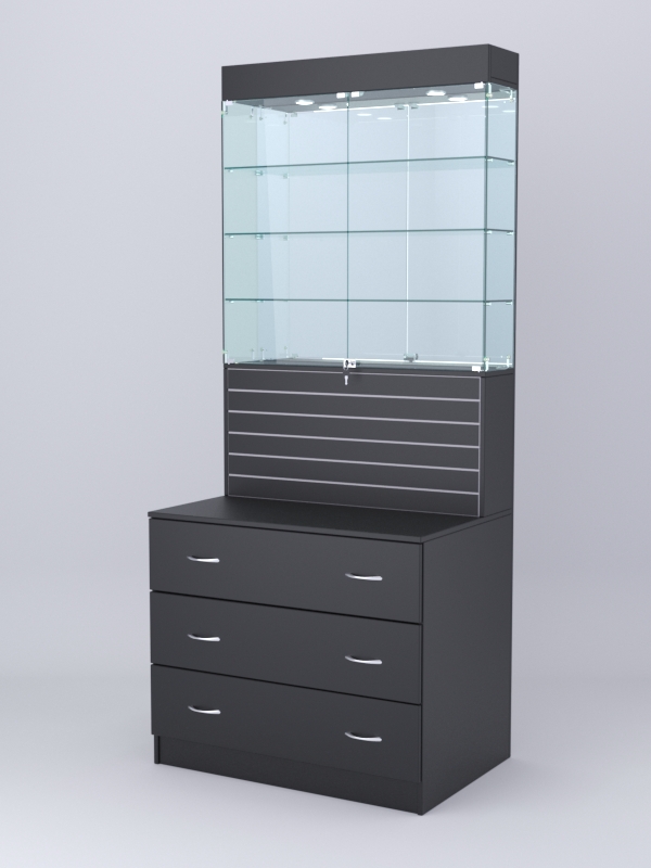 Витрина СОТА №12, задняя стенка Зеркало, Черный