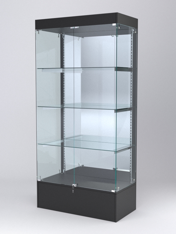 Витрина АСТЕРИЯ №15 (с дверками, задняя стенка - зеркало), Черный