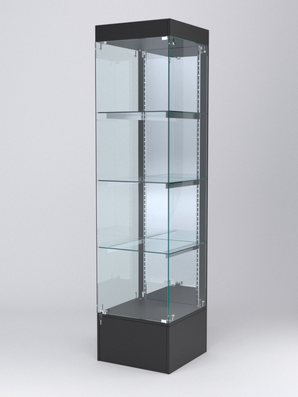 Витрина АСТЕРИЯ №16 (с дверкой, задняя стенка - зеркало), Черный