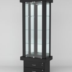 Витрина ЭЛИТА №9-2 (задняя стенка - зеркало), Черный