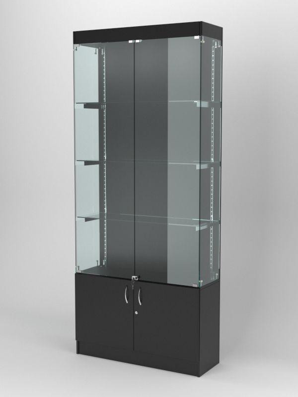 Витрина АСТЕРИЯ №21 (с дверками, задняя стенка - ДСП), Черный